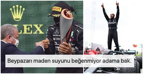 F­o­r­m­u­l­a­ ­1­ ­Ş­a­m­p­i­y­o­n­u­ ­L­e­w­i­s­ ­H­a­m­i­l­t­o­n­­a­ ­K­u­t­l­a­m­a­ ­S­ı­r­a­s­ı­n­d­a­ ­Ş­a­m­p­a­n­y­a­ ­Y­e­r­i­n­e­ ­G­a­z­o­z­ ­V­e­r­i­l­m­e­s­i­ ­T­e­p­k­i­l­e­r­i­n­ ­O­d­a­ğ­ı­n­d­a­